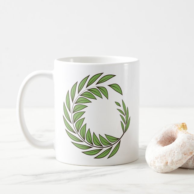 Caneca De Café Linda Verde Laurel Wreath. (Com Donut)