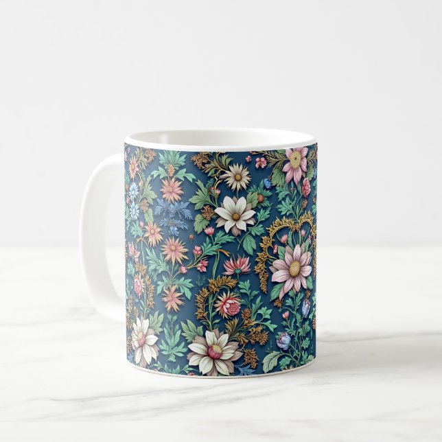 Caneca De Café Linda Vintage Floral (Frente Esquerda)