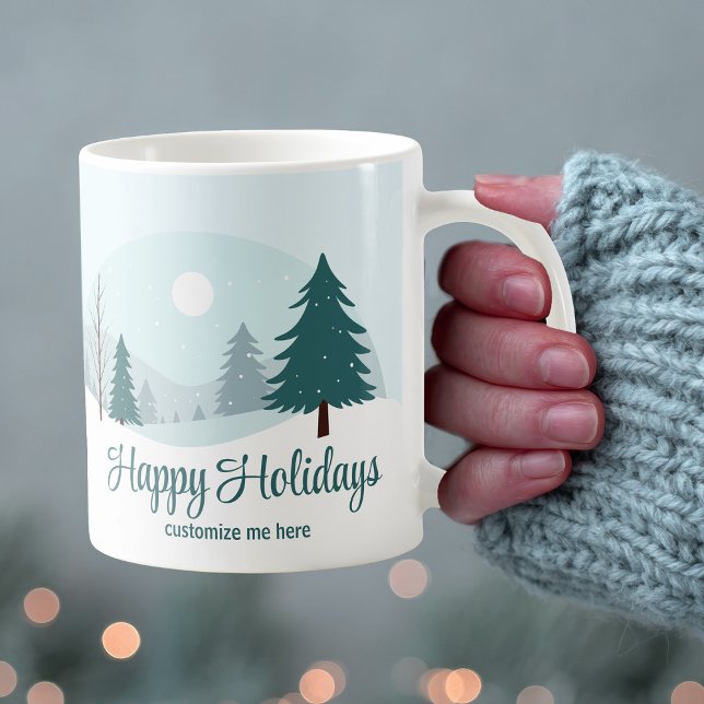 Caneca De Café Lindas Árvores de Natal Personalizadas Inverno (Criador carregado)
