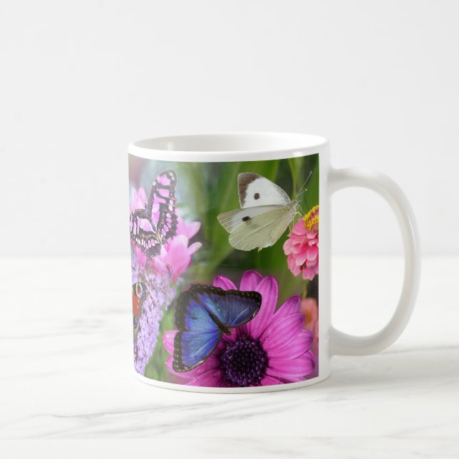 Caneca De Café Lindas Borboletas Flores Selvagens Amor (Direita)