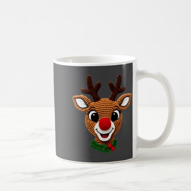 Caneca De Café Lindas camisolas de Natal croché do Renascer Rudol (Direita)