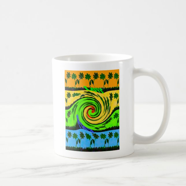 Caneca De Café Lindas e maravilhosas cores flóricas de onda de ve (Direita)