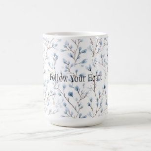 Caneca De Café Lindas Flores Brancas Azuis