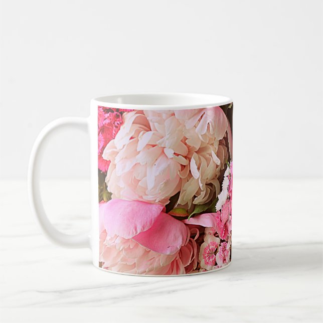 Caneca De Café Lindas flores de verão. Buquê de colônia rosa e (Esquerda)
