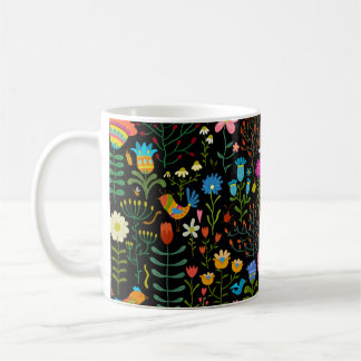 Caneca De Café Lindas flores desenhadas à mão