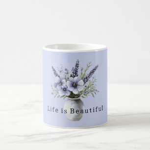Caneca De Café Lindas Flores Lavanda Roxas em Vaso