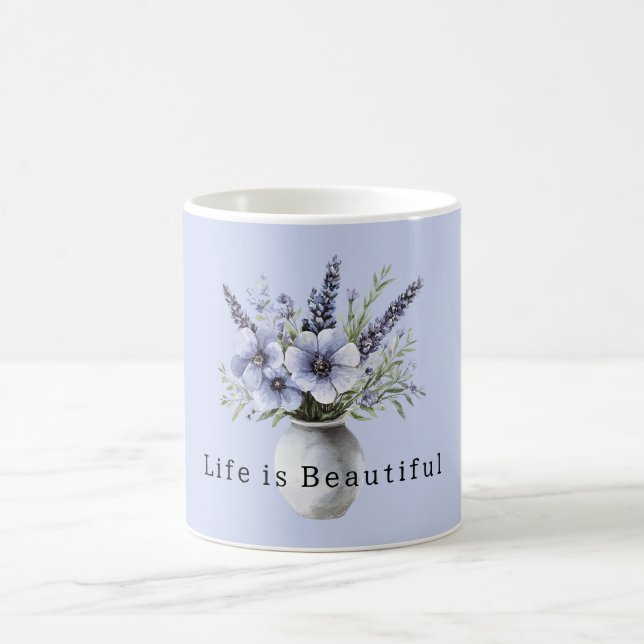Caneca De Café Lindas Flores Lavanda Roxas em Vaso (Centro)