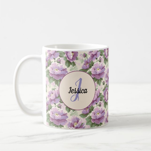 Caneca De Café Lindas Flores Românticas Violetas Primavera Violet (Esquerda)