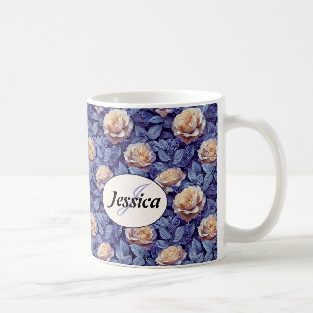 Caneca De Café Lindas Flores Românticas Violetas Primavera Violet (Direita)