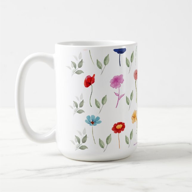 Caneca De Café Lindas flores silvestres Impressas Mug (Esquerda)