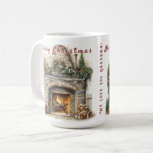 Caneca De Café Lindas Lareiras de Natal Velas Holly Wreath