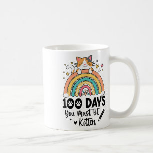 Caneca De Café Lindas meninas de 100 dias de escola Gato 100º dia