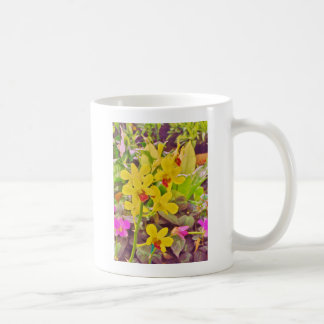 Caneca De Café Lindas orquídeas de outono amarelas