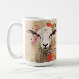 Caneca De Café Lindas Ovelhas Florais