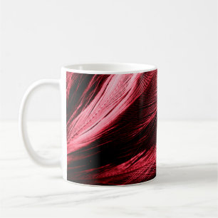 Caneca De Café Lindas penas abstrato vermelhas em fundo escuro