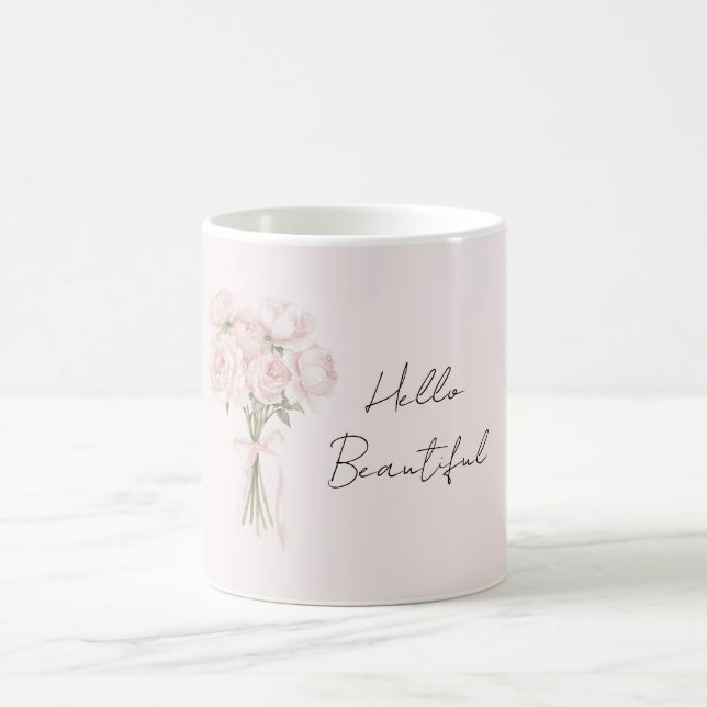 Caneca De Café Lindas Rosas Cor-de-Rosa Bege (Centro)