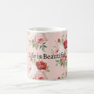 Caneca De Café Lindas Rosas Florais Rosa Brancas Vermelhas Bonita
