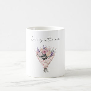 Caneca De Café Lindas Rosas Rosa Creme Lavanda Amor Floral