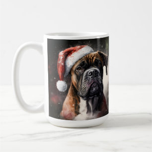 Caneca De Café LINDÍSSIMO CÃO BOXER DE NATAL EM Aquarela