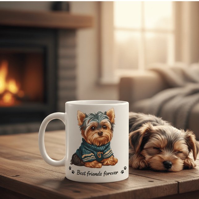 Caneca De Café Lindíssimo Yorkshire Terrier Melhores Amigos Para  (Criador carregado)