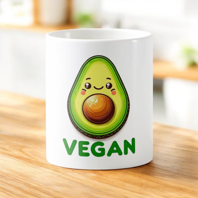 Caneca De Café Lindo Abacate Feliz Estilo de Vida Vegano (Criador carregado)