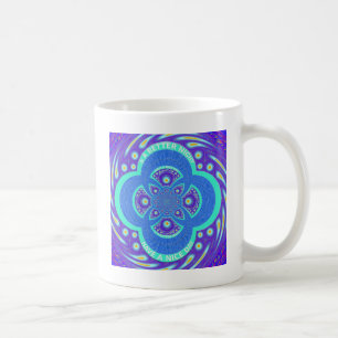 Caneca De Café Lindo Africano Azul Mandala Flora design encantado