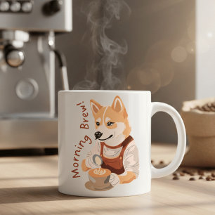 Caneca De Café Lindo Barista Shiba Inu Amante do Café da Manhã