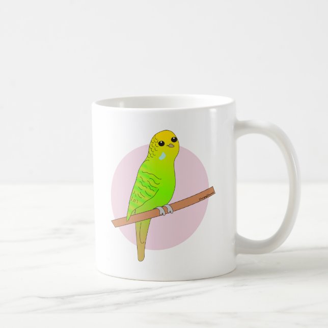 Caneca De Café Lindo Budgie Verde (Direita)