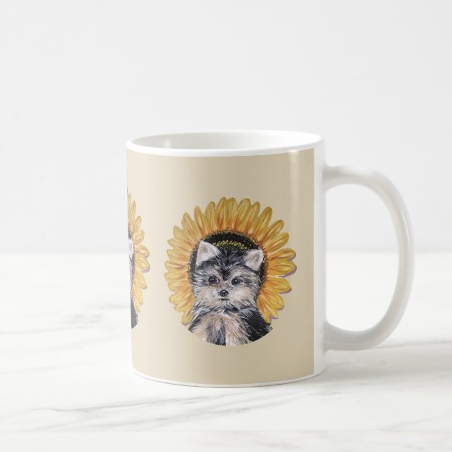 Caneca De Café Lindo cachorro Yorkie (Direita)
