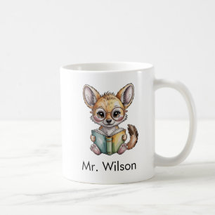 Caneca De Café Lindo Chacal Lendo um Livro Personalizado