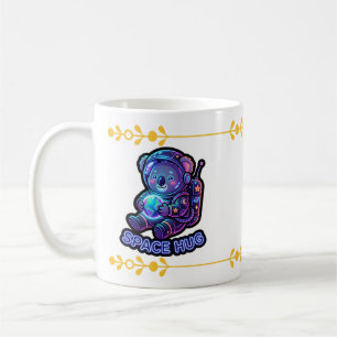 Caneca De Café Lindo Coala Astronauta Espacial Galáxia Brilhante