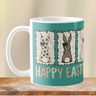 Caneca De Café Lindo coelho de Páscoa com estampa animal e laços