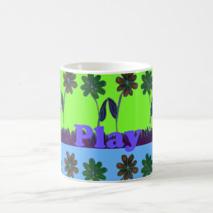 Caneca De Café Lindo Colorido Comer Amar Brincar texto Floral Pop