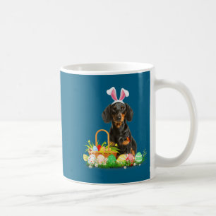 Caneca De Café Lindo dachshund dia de páscoa coelho ovos fantasia