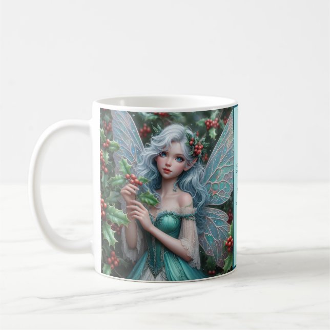 Caneca De Café Lindo Fada de dezembro em Holly (Esquerda)