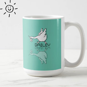Caneca De Café Lindo Ganso Azul Claro Reflexo Doodle Nome Persona