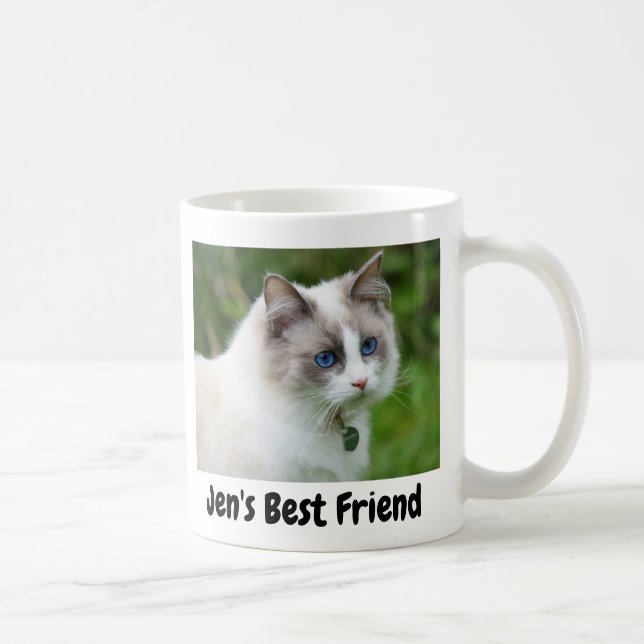 Caneca De Café Lindo Gatinho de Olhos Azuis (Direita)