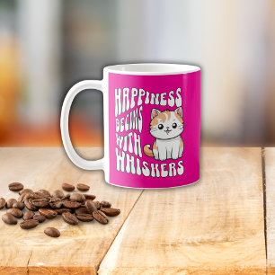 Caneca De Café Lindo gato engraçado dizendo em rosa quente