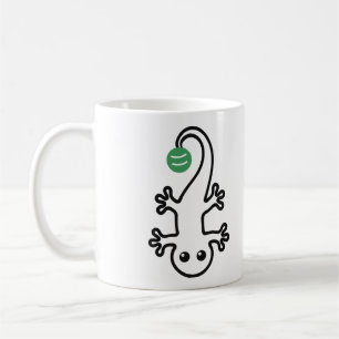 Caneca De Café Lindo Gecko Uma Linha Com Uma Bola Verde