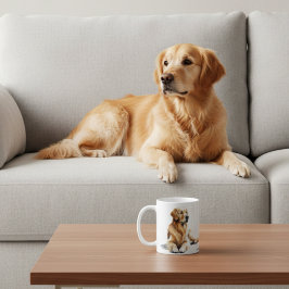 Caneca De Café Lindo Golden Retriever Aquarela