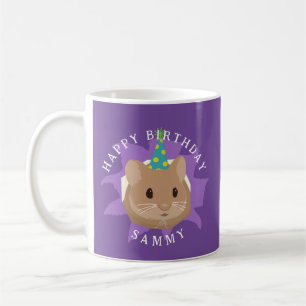 Caneca De Café Lindo hamster de aniversário espiando pelo buraco