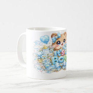 Caneca De Café Lindo Kawaii É um Urso de Pelúcia Azul Pastel Meni