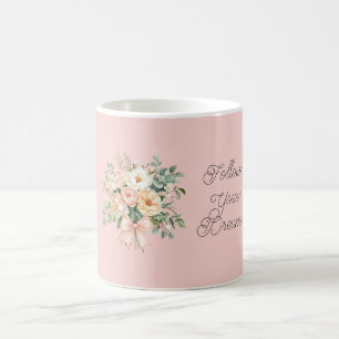 Caneca De Café Lindo Laço Floral Rosa Bege Pêssego  