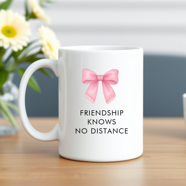 Caneca De Café Lindo Laço Rosa Coquete Amiga de Longa Distância (Cute Pink Bow Coquette Long Distance Best Friend Coffee Mug)