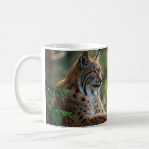Caneca De Café Lindo lince relaxando em uma rocha
