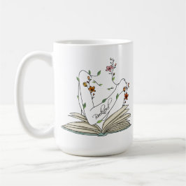 Caneca De Café Lindo livro delicado flores silvestres presente pa