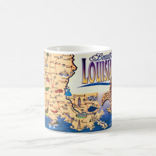 Caneca De Café Lindo Mapa do Louisiana Cartão Postal