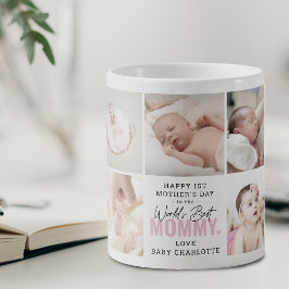 Caneca De Café Lindo 'Melhor Mamãe do Mundo' 1º Dia das Mães Rosa