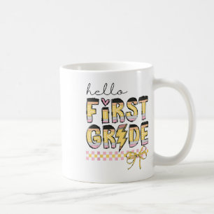 Caneca De Café Lindo Olá Primeiro Grau Lápis Arco Volta às Escola