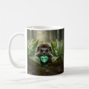 Caneca De Café Lindo ouriço-cacheiro May com Coração de Esmeralda
